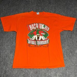 Gildan Ultra Cotton Heavyweight 2004 Softball Tournament T Shirt XL Orange
